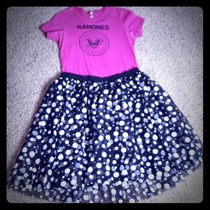 Black and white polka-dot skirt